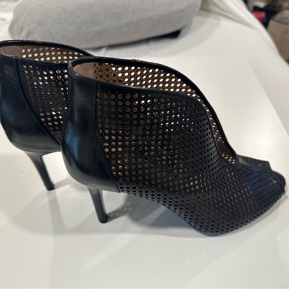 Vince Camuto Black Perforated Heeled Boots - Picture 1 of 5